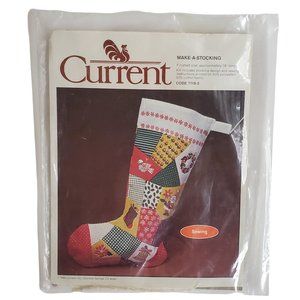 Vintage Patchwork Christmas Stocking Sewing Kit 18" Current 1982
